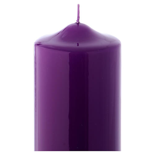 Altarkerze mit violettem Lack überzogen, glänzend 24x8 cm 2