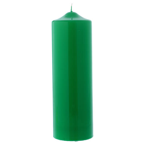 Altarkerze mit grünem Lack überzogen, glänzend 24x8 cm 1