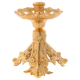 Candle holder in gold-plated brass 24 cm