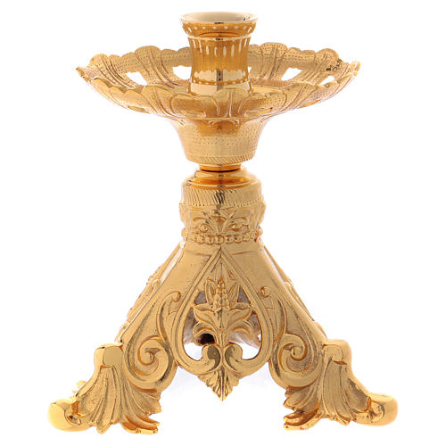 Candle holder in gold-plated brass 24 cm 3