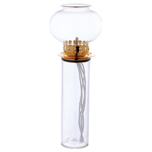 Windproof glass and golden metal 30 cm for liquid wax candles 1