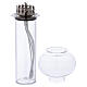 Windproof torch, 12 in, glass and silver metal, liquid wax s3