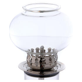 Windproof torch 30 cm glass and silver metal liquid wax