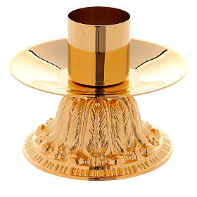 Golden brass candle holder decorated, 10 cm