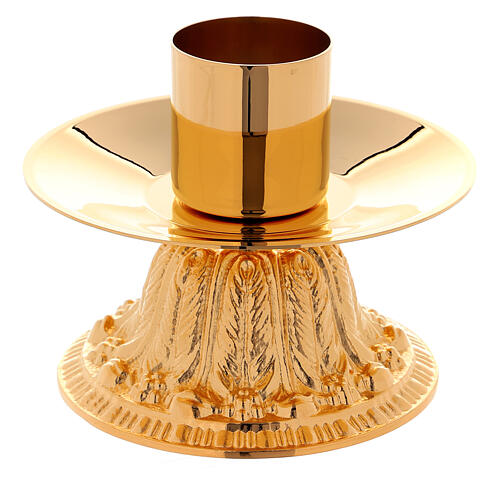 Golden brass candle holder decorated, 10 cm 1