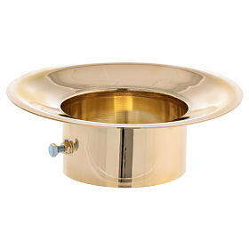 Wax collector in polished brass for Paschal candle 3 in diameter
