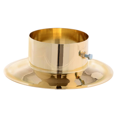 Wax collector in polished brass for Paschal candle 3 in diameter 2