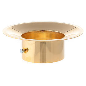 Polished brass wax guard for Easter candles of 8 cm in diameter