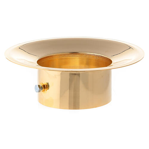 Polished brass wax guard for Easter candles of 8 cm in diameter 1