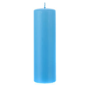 Bougie d'autel bleu clair mat 20x6 cm