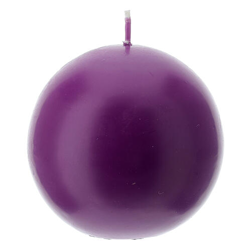 Round candle in purple wax 100 mm 1