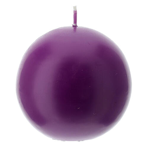 Round candle in purple wax 100 mm 2