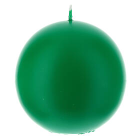 Altar candle, ball-shaped, opaque green, 10 cm