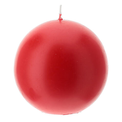 Round candle in red wax 100 mm 1