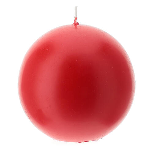Round candle in red wax 100 mm 2
