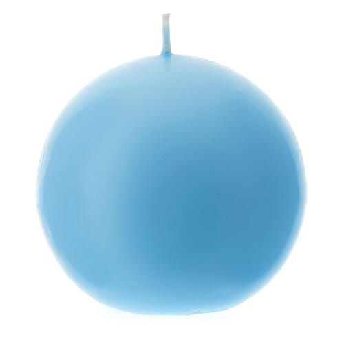 Round candle in light blue wax 100 mm 1