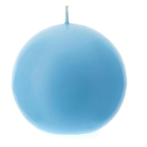 Round candle in light blue wax 100 mm 2