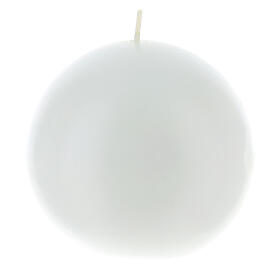 Altar candle, ball-shaped, opaque white, 10 cm