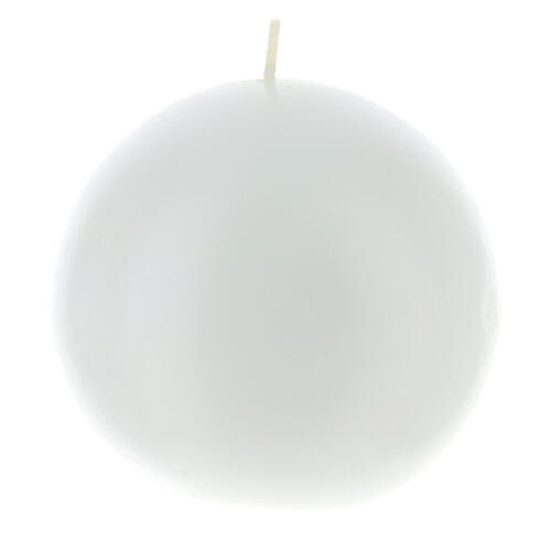 Altar candle, ball-shaped, opaque white, 10 cm 1