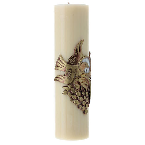 Altar candle golden dove grapes beeswax 300x80 mm 3