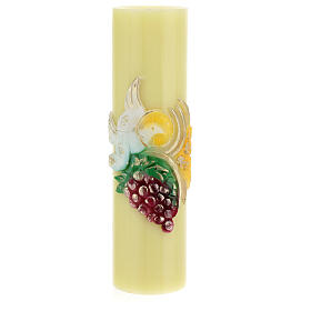 Large candle with dove and grapes, beeswax, 300x80 mm