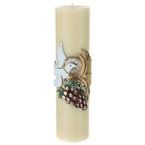 Large candle with dove and grapes, beeswax, 300x80 mm 1