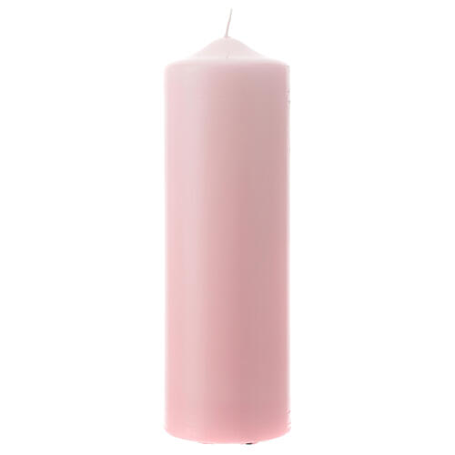 Świeczka różowa matowa na ołtarz 240x80 mm 1