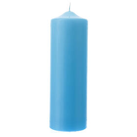 Altar light blue candle, 24x8 cm, opaque wax