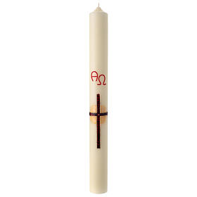 Paschal candle, red cross with nails, 80x8 cm, beeswax