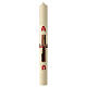 Paschal candle, red and gold modern cross, 80x8 cm, beeswax s2