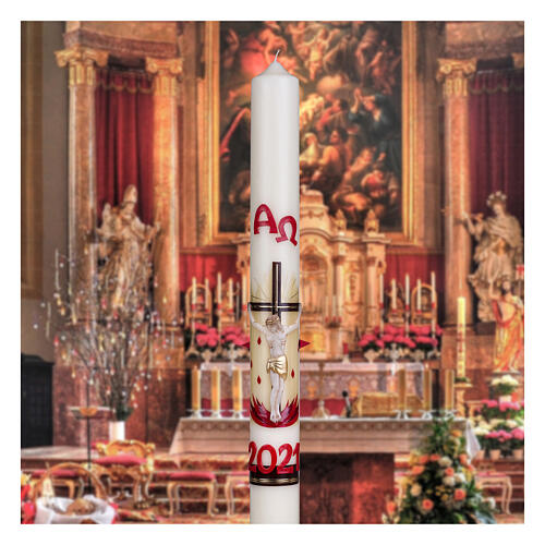 Paschal candle Crucifixion relief 80x8 cm beeswax 3
