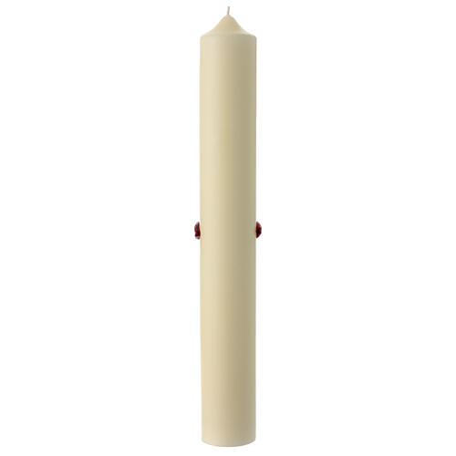 Paschal candle, red decorated cross, 60x8 cm, beeswax 4