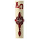 Paschal candle red ornate cross 60x8 cm beeswax s1
