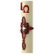 Paschal candle red ornate cross 60x8 cm beeswax s3