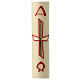 Paschal candle, red and gold cross with nails, 60x8 cm, beeswax s1