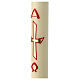 Paschal candle, red and gold cross with nails, 60x8 cm, beeswax s3