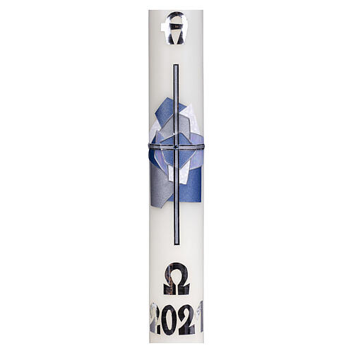 Easter candle with blue silver cross 60x8 cm 2