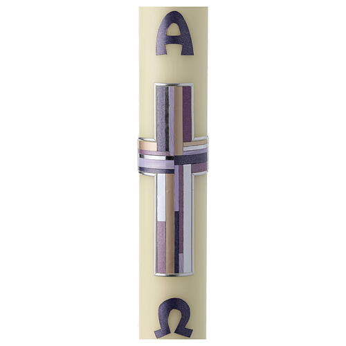 Easter candle with lilac cross 60x8 cm 1