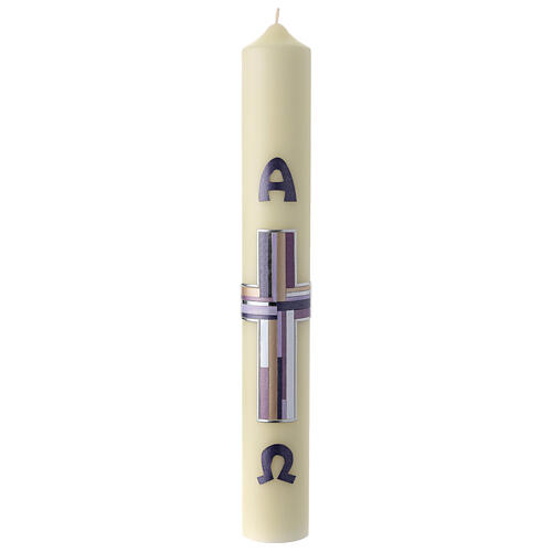 Easter candle with lilac cross 60x8 cm 2