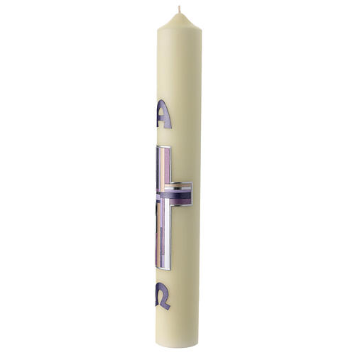 Easter candle with lilac cross 60x8 cm 3