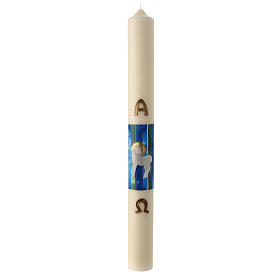 Easter candle with lamb on blue background 80x8 cm