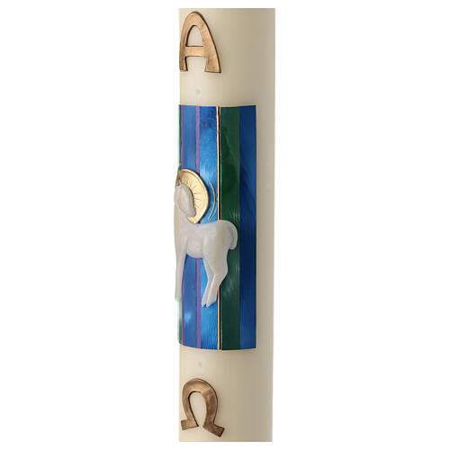 Easter candle with lamb on blue background 80x8 cm 3