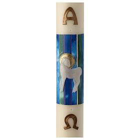 Paschal candle lamb blue background 80x8 cm beeswax