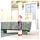 Easter candle with light blue cross and red background 80x8 cm s3