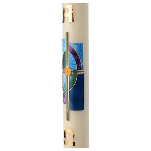 Easter candle with green cross and golden nails 80x8 cm 4