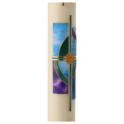 Easter candle with green cross and golden nails 80x8 cm 5