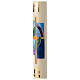 Paschal candle cross green blue gold studs 80x8 cm beeswax s4