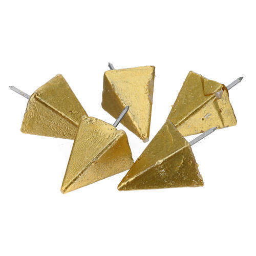 Círio pascal cruz dourada com folhas e pregos dourados 80x8 cm parafina e cera de abelha 5