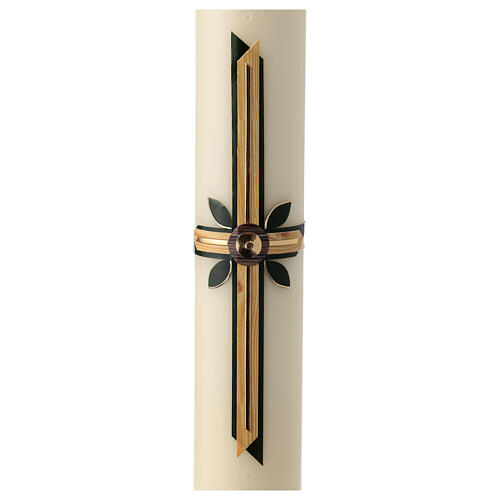 Paschal candle golden cross leaves 80x8 cm beeswax 3