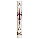 Easter candle with Crucifixion in purple gold 80x8 cm s2